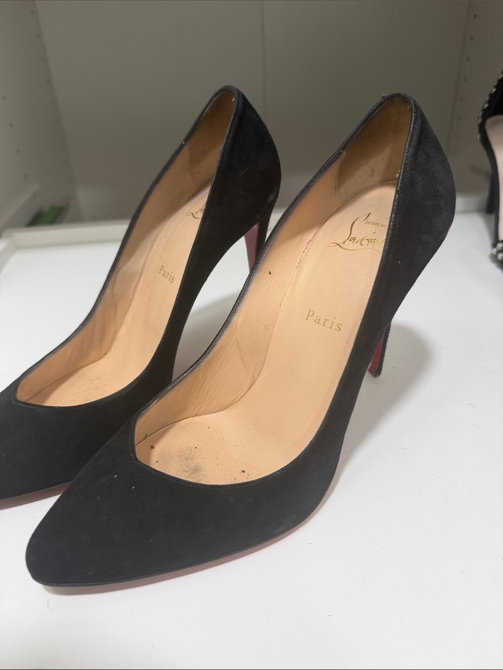 Christian Louboutin Black Suede Pointed-Toe High Heels